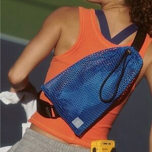 Free People Movement mini mesh sling bag blue